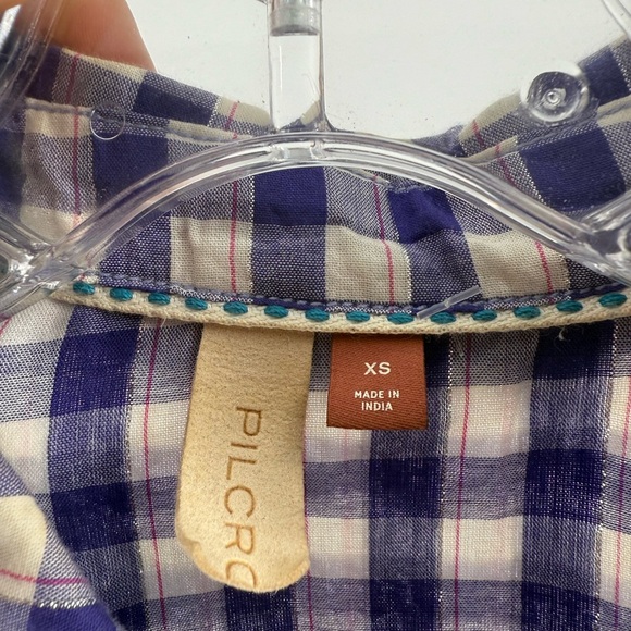 Anthropologie Pilcro Deb Check metallic  Dip Dye Button Down long sleeve size XS - Picture 4 of 16